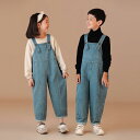デニム オーバーオール キッズ サロペット 子供服 男の子 女の子 春夏 カジュアル シンプル 韓国 ブルー