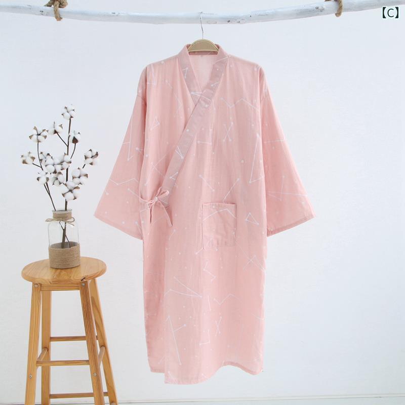 パジャマ ルームウェア メンズ レディース おしゃれ 春夏 薄手 綿 ガーゼ サウナ カップル 和風 着物 浴衣 カーディガン ピンク パープル オレンジ