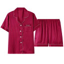 パジャマ ルームウェア セット ナイトウェア レディース 夏 冷感 半袖 ショーツ ホーム 服 薄部 リアル 干支年 赤