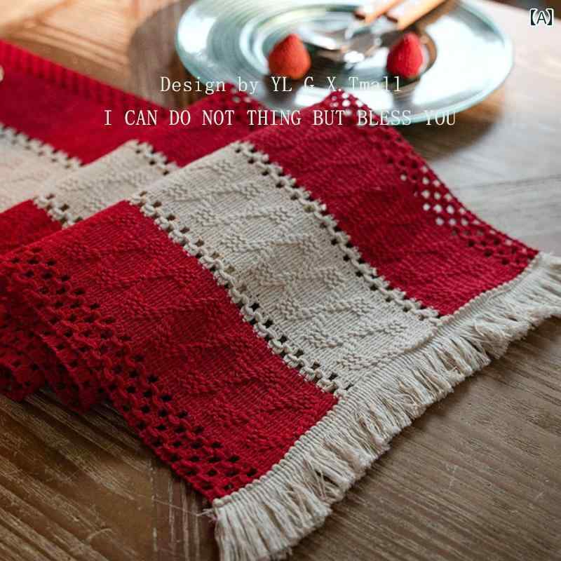 テーブルランナー センタークロス おしゃれ レッド テーブル ロング テーブルクロス ダイニングテーブル コーヒーテーブル ファブリック 装飾 多用途 カバー チェスト カバー