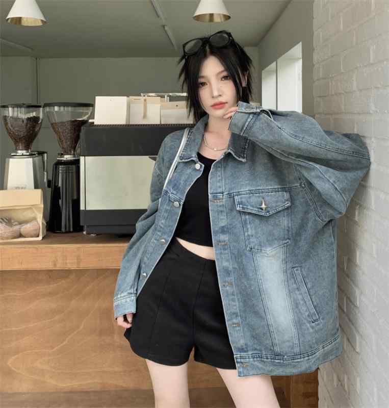 大きいサイズ レトロ カジュアル デニムジャケット レディース 春秋 ストリート スリム 体型カバー ジャケット トップス レディース