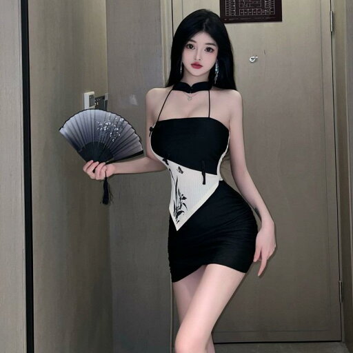 夏 ノースリーブ ショート丈 ワンワードカラー 魅惑的 ドレス 女性 ホットガール レトロ ホルターネック 夏 ノースリーブ ショート丈 ワンワードカラー 魅惑的 ドレス 女性 ホットガール レトロ ホルターネック