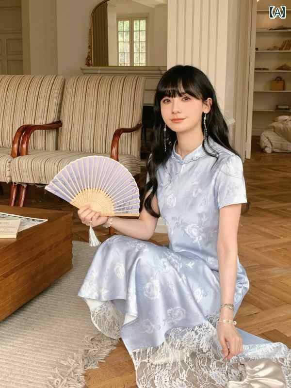 チャイナ ドレス レディース レトロ サマー ワンピース お呼ばれ 普段使い 女性 夏 レース ドレ