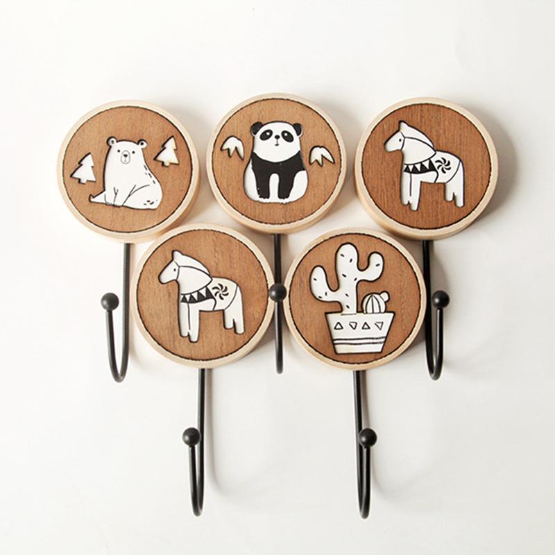 壁掛け フック 粘着 強力 ステッカー 装飾 収納 木製 インテリア アート 壁 吊り下げ ラック 雑貨 玄関..