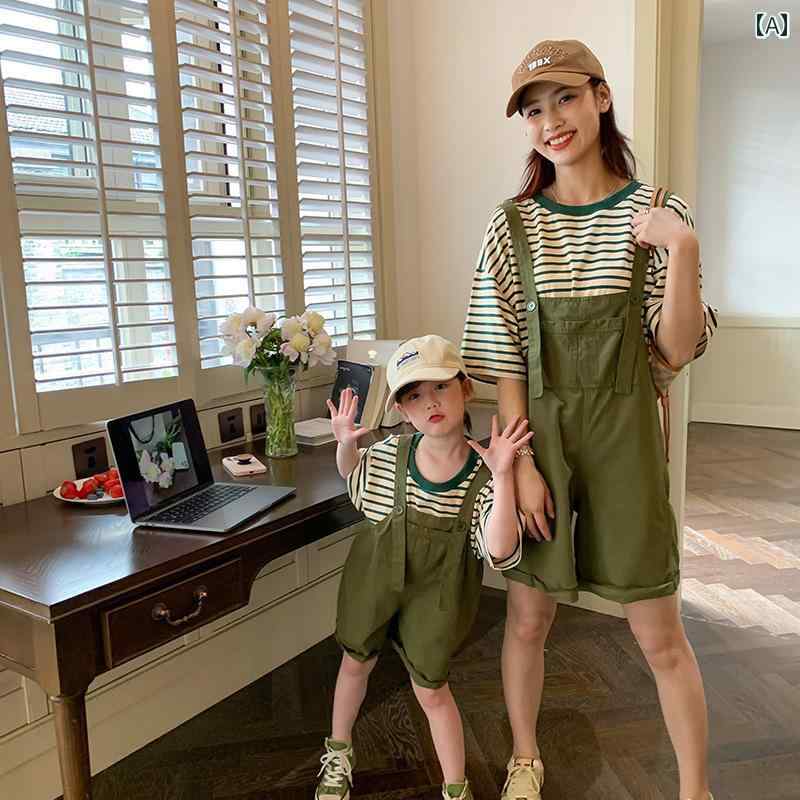 楽天way-ugo親子服 旅行服 レディース 大人用 キッズ 子供 親子 お揃い ペアルック 家族 リンクコーデ Tシャツ トップス サロペット カジュアル かわいい オーバーオール 韓国 夏