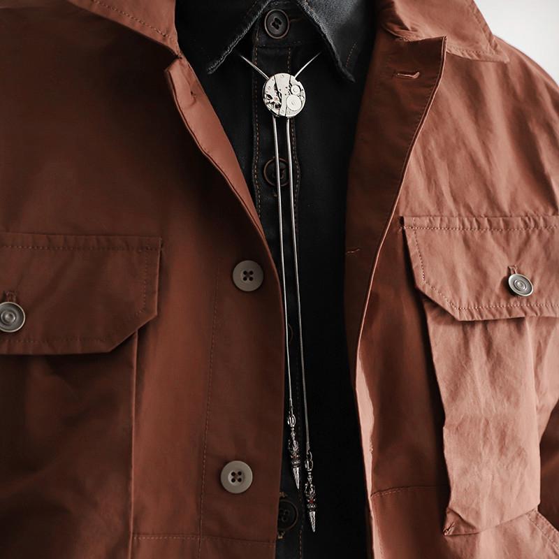 ループタイ カジュアル おしゃれ レトロ ダーク パンク 蒸気 鋼 チェーン ムーブメント カップル ボロ ネクタイ ウエスタン セーター チェーン レザー ロープ