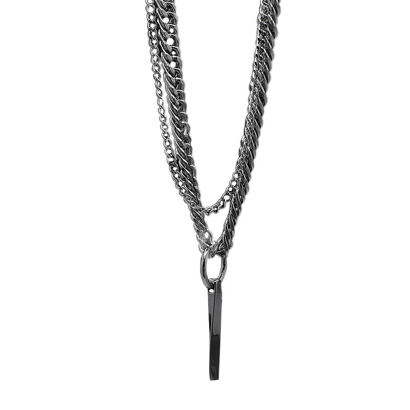 太い チェーン ネックレス キューバ ストリート ヒップ ホップ チタン メンズ 二層 シンプル かっこい..