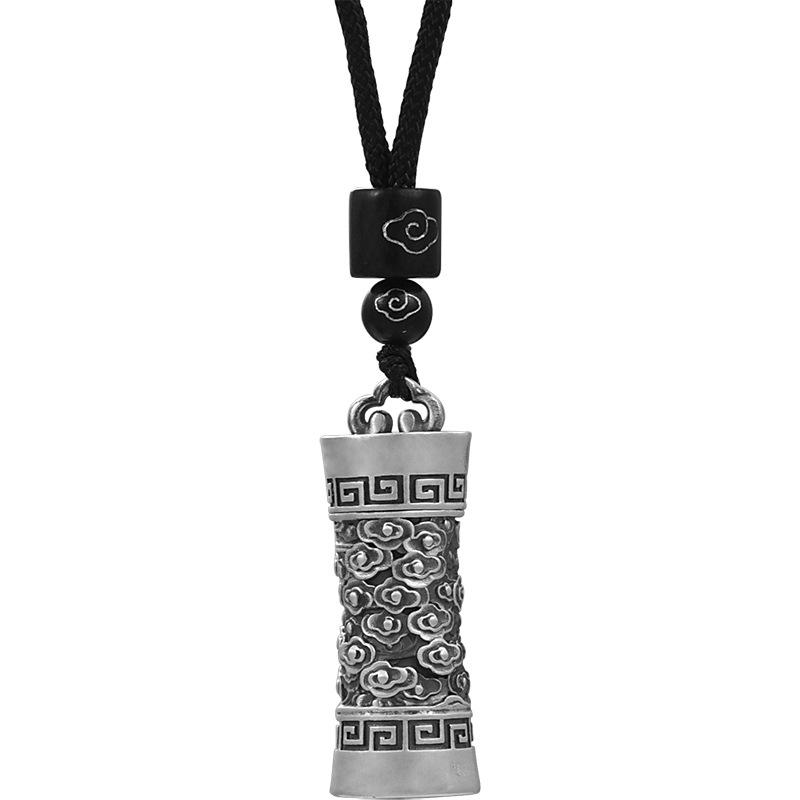 ピルケース 小物 入れ 小さい 持ち運び ペンダント ネックレス メンズ レディース お守り シルバー コンパクト 便利 エスニック 雲 ビーズ