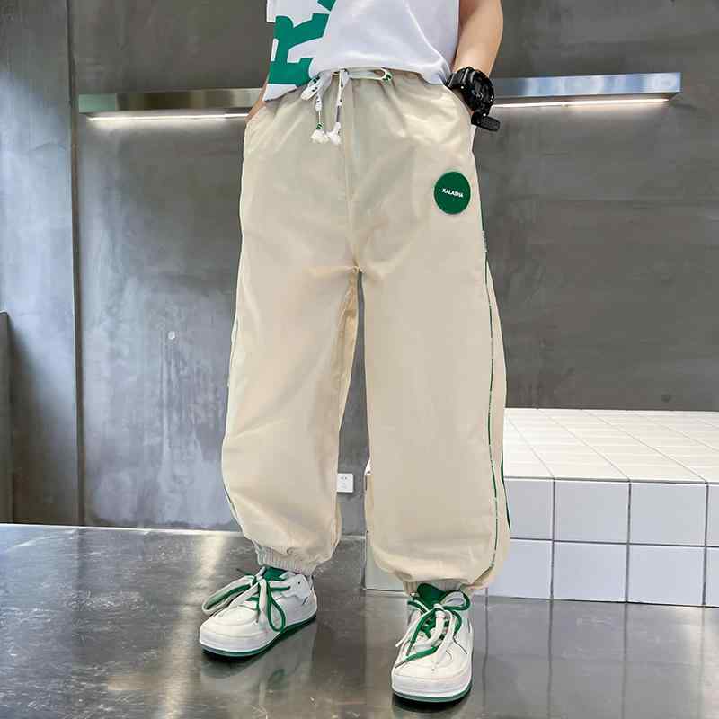 男の子 ズボン 子供 夏 ボトムス パンツ 裾しぼり ウエストゴム ロング ポケット 吸汗 通気性 薄手 虫..