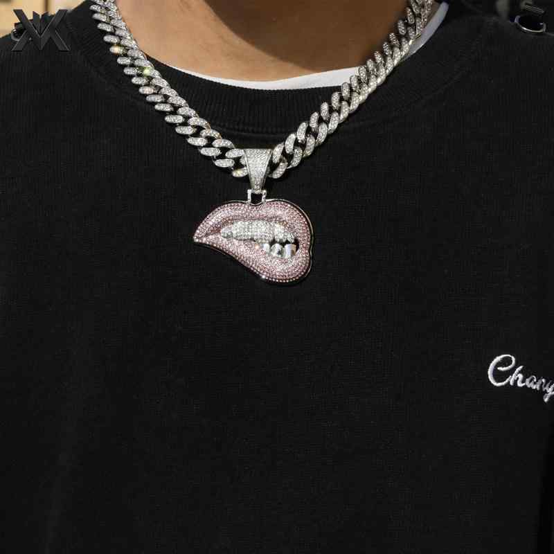 ネックレス メンズ アクセサリー レディース 極太 ヒップホップ ストリート 大きな 唇 歯 ペンダント セット 鎖骨 ショート キューバ チェーン シルバー ...