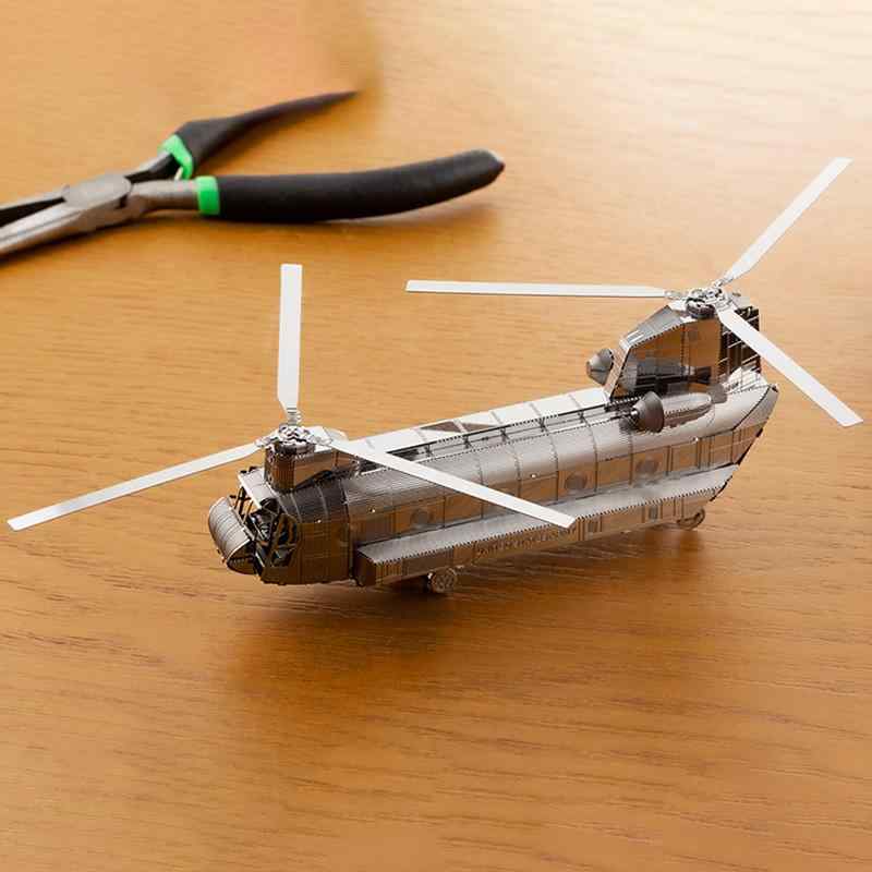 立体 パズル 大人 3d メタル 金属 ステンレス 鋼 DIY 組立 モデル ミニ ジグソー チヌーク ヘリコプタ..