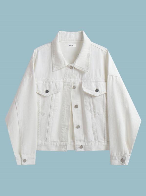 デニムジャケット レディース Gジャン アウター ショート 春秋 カジュアル 作業服 トップス ホワイト きれいめ