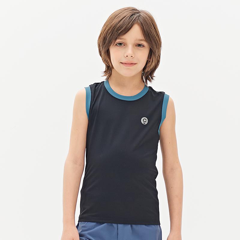 キッズ 子供用 夏 通気性 ノースリーブ 吸湿 速乾 トップス 快適 スポーツウェア シンプル カジュアル アウトドア