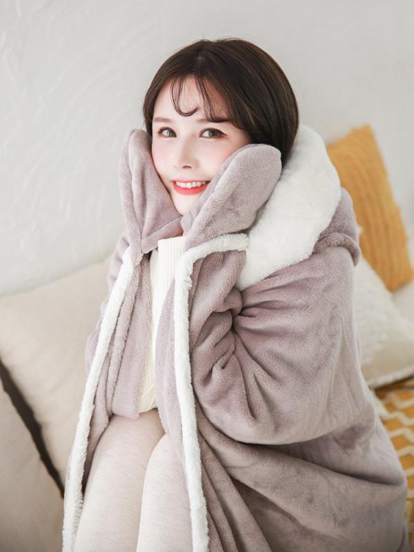 ブランケット 冬 レディース 暖かい 厚手 ショール フード付き マント ナイトガウン 春夏 秋 保温 かわいい