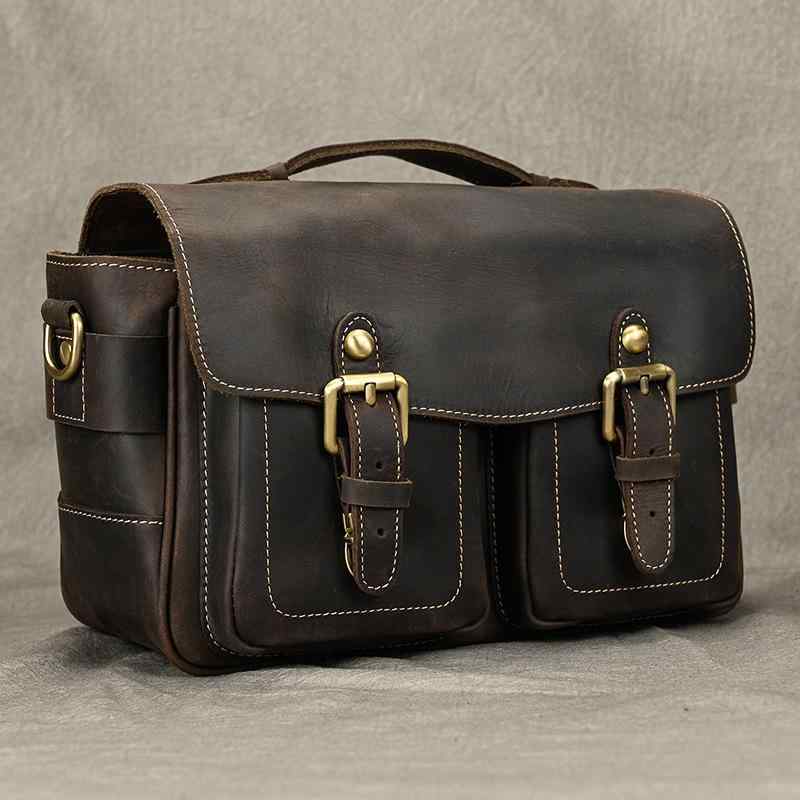 ショルダーバッグ ホースレザー カメラバッグ アメリカン レトロ クロスボディ 外出 旅行 レジャー デ..