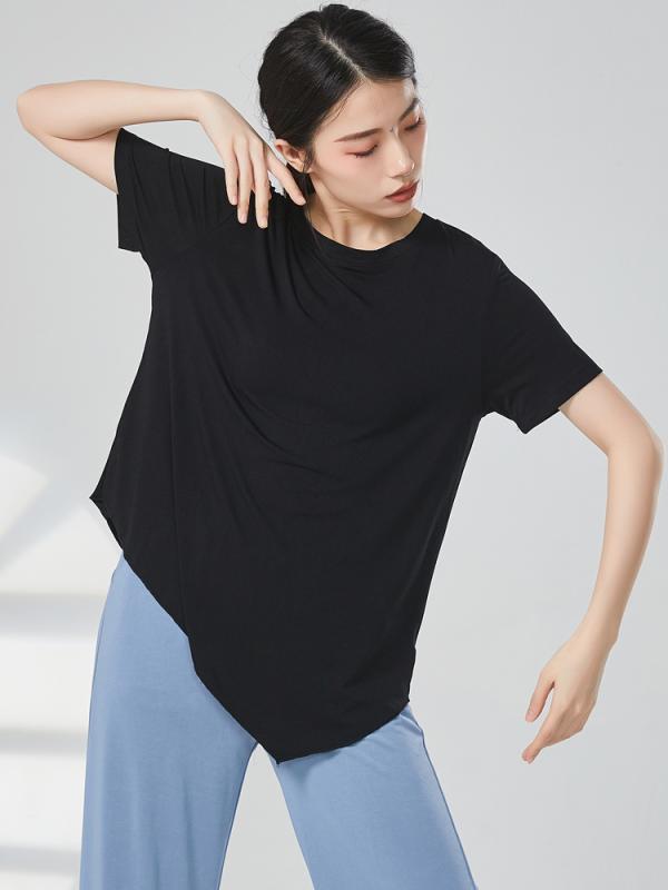 女性用 モダンダンス 練習服 大人用 ラウンドネック 半袖 スクエアダンス 服 夏用 クラシック ダンス パフォーマンス 服