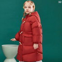 ダウンジャケット キッズ コート 子供服 アウター おしゃれ かわいい 女の子 ロング フード 厚手 秋冬 ダッフル ボタン レッド グリーン