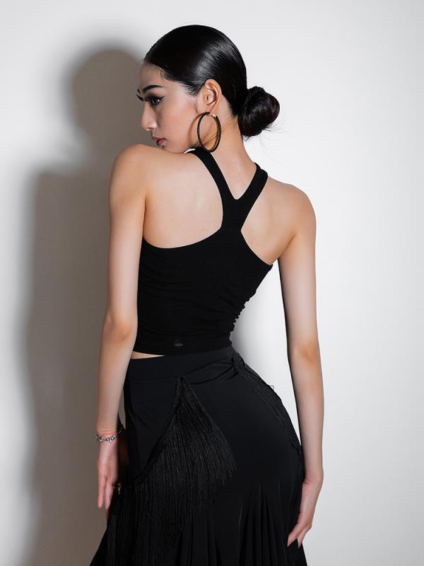 トップス ラテン ダンスウェア 練習着 大人 女性 ダンスウェア 夏 ホルターネック プリーツ ショート 体操 ルンバ サンバ チャチャ フラメンコ