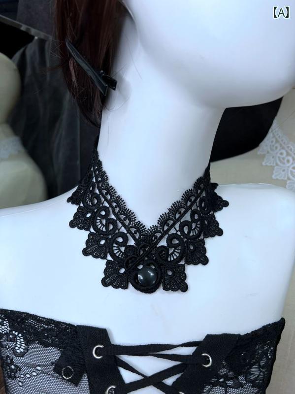 チョーカー レースカラー かわいい レディース 首飾り ゴシック 傷跡隠 カバー 甲状腺 レース ネックレス 鎖骨 チェーン 隠し バックル 非アレルギー