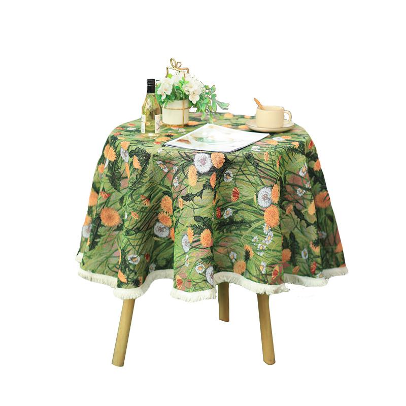 テーブルクロス おしゃれ レトロ 長方形 正方形 円形 プリント フリンジ 防塵 チェスト わき机 円卓 ダ..