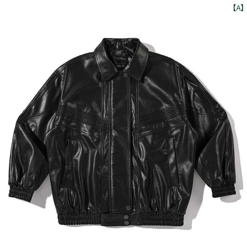 レザー ジャケット メンズ アウター カジュアル ジャンパー アメリカン レトロ 春秋 コットン 防風 ブラック