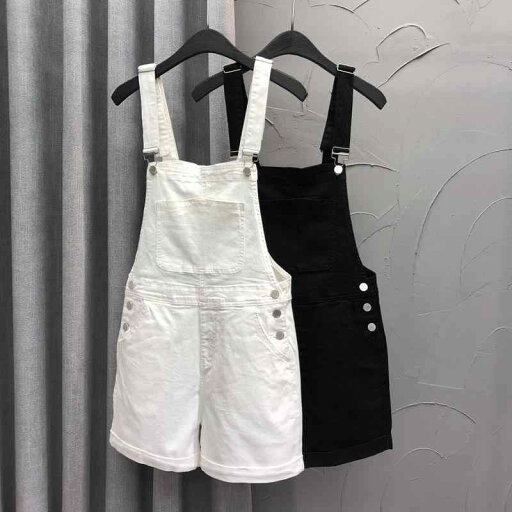 サロペット パンツ レディース オーバーオール つなぎ シンプル デニム 夏 ワイド ショート丈 カジュアル ホワイト ブラック サロペット パンツ レディース オーバーオール つなぎ シンプル デニム 夏 ワイド ショート丈 カジュアル ホワイト ブラック