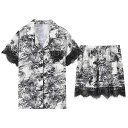 パジャマ ルームウェア ナイトウェア カップル レディース 夏 冷感 半袖 ショーツ ホーム 服 メンズ セット