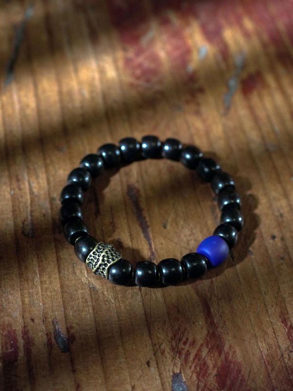 ブレスレット メンズ レディース 大人 カップル ペア レトロ エスニック 黒檀木 ビーズ シングルサークル 普段使い 外出用 おしゃれ シンプル