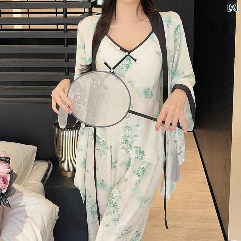 楽天way-ugoレディース パジャマ ナイトウェア ルームウェア かわいい セクシー チャイナ風 春夏 キャミソール 胸パッド付き エレガント ホームウェア リラックスウェア