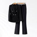 レディース トップス スーツ セット ジャケット ブレザー パンツ ズボン ロング 春秋 大人 女性 洗練 きちっと感 清楚 衣料品 面接 仕事 オフィス フォーマル 作業服 婦人服