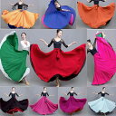 社交ダンス スカート 衣装 ベリーダンス ラテン モダン フラメンコ レディース 練習着 レッスン パフォーマンス ハーフ レングス ブラック オレンジ