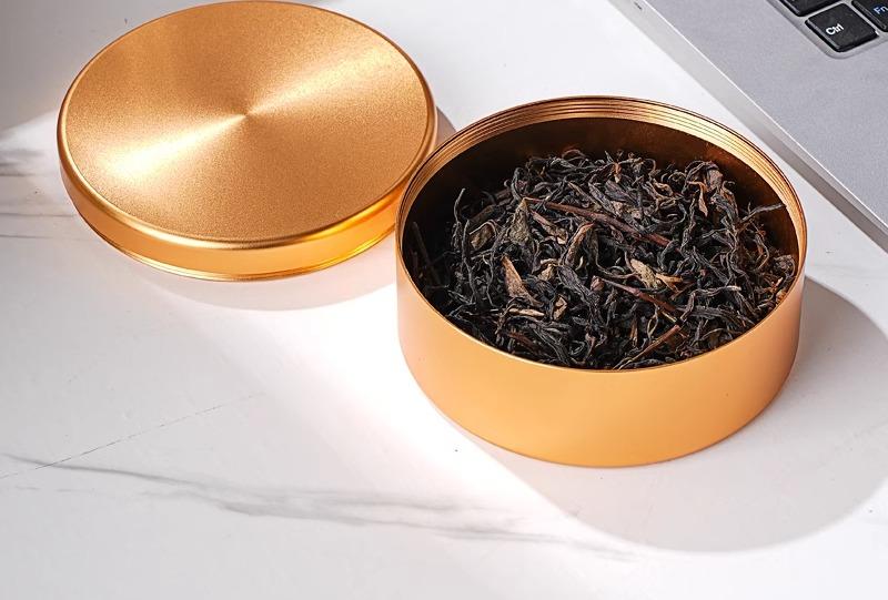 茶筒 おしゃれ 茶缶 キャニスター お茶入れ 紅茶 コーヒー豆 保存容器 アルミニウム 小型 ポータブル 旅行 ステンレス 密封 ゴールド シルバー