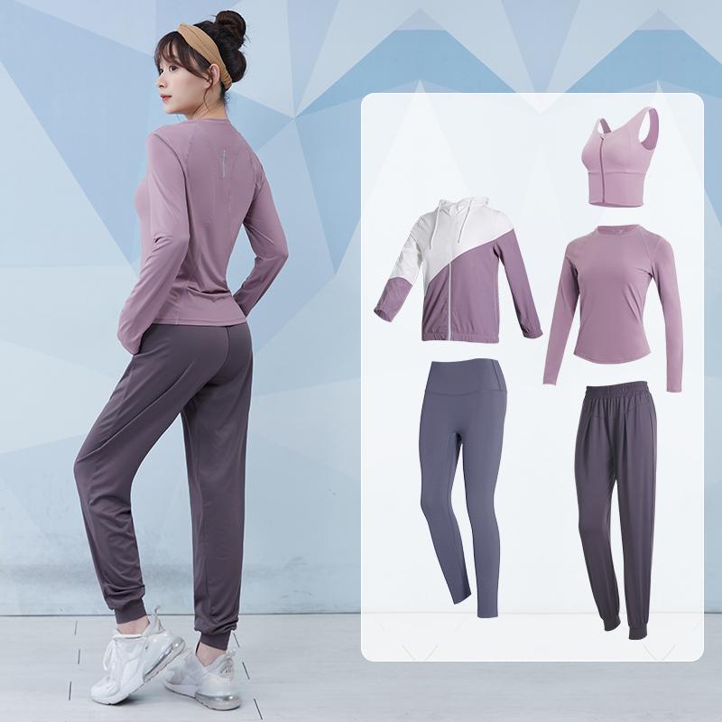 フィットネス ウェア セット レディース サマー ジム 筋トレ ストレッチウェア プロ仕様 ランニング ゆるい スポーツウェア ピラティス トレーニング 速乾 ヨガウェア 吸湿性 通気性(4)