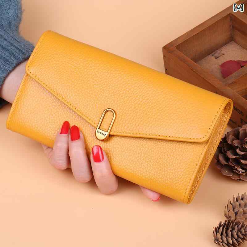 長財布 レディース ウォレット 小銭入れ レトロ おしゃれ 多機能 レザー 革 大容量 カードホルダー 携帯電話 収納 イエロー レッド ブラウン