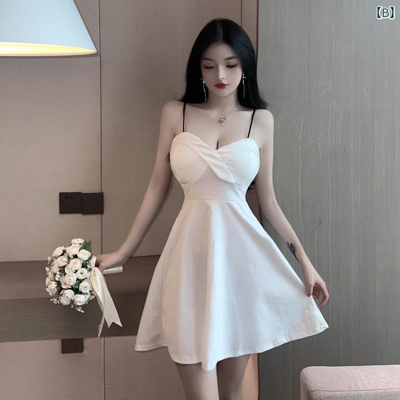 セクシー 単色 ローネック ホットガール キャミワンピース 夏季 最新韓国 ナイトクラブ ユニフォーム