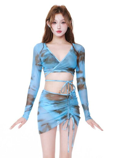 水着 レディース スイムウェア セクシー カジュアル セパレートタイプ スリーピース ラップ スカート 長袖 日焼け防止 魅惑的 ハイエンド リゾート 温泉 胸パッドあり ワイヤーなし 水着 レディース スイムウェア セクシー カジュアル セパレートタイプ スリーピース ラップ スカート 長袖 日焼け防止 魅惑的 ハイエンド リゾート 温泉 胸パッドあり ワイヤーなし