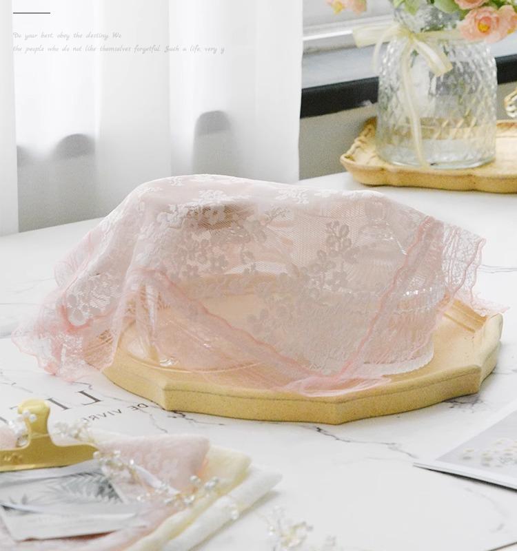 ほこりよけ 布 ティーセット トレイ カバー アメリカン おしゃれ 雑貨 インテリア レース 刺繍 正方形 ..