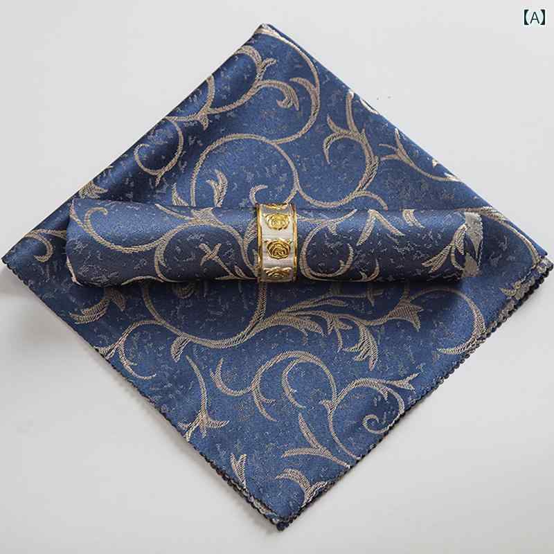 テーブル ナプキン ヨーロピアン クロス 口布 ジャガード ダイニング 食卓 小物 四角形 ホテル レストラン 結婚式 パーティ 白 赤 青 チェック柄 葉模様