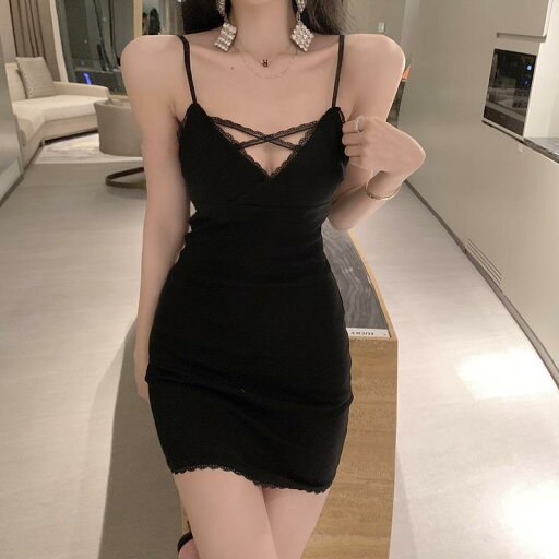 クロス レース サスペンダー ドレス スリムフィット ボトムスカート コットン vネック 夏 ノースリーブ クロス レース サスペンダー ドレス スリムフィット ボトムスカート コットン vネック 夏 ノースリーブ