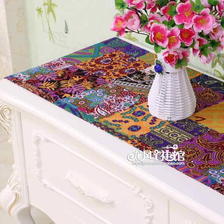テーブル ランナー おしゃれ エキゾチック レトロ 綿 リネン 布 ティーマット クロス キャビネット エスニック 民族風 ベッド ゾウ 花 カラフル