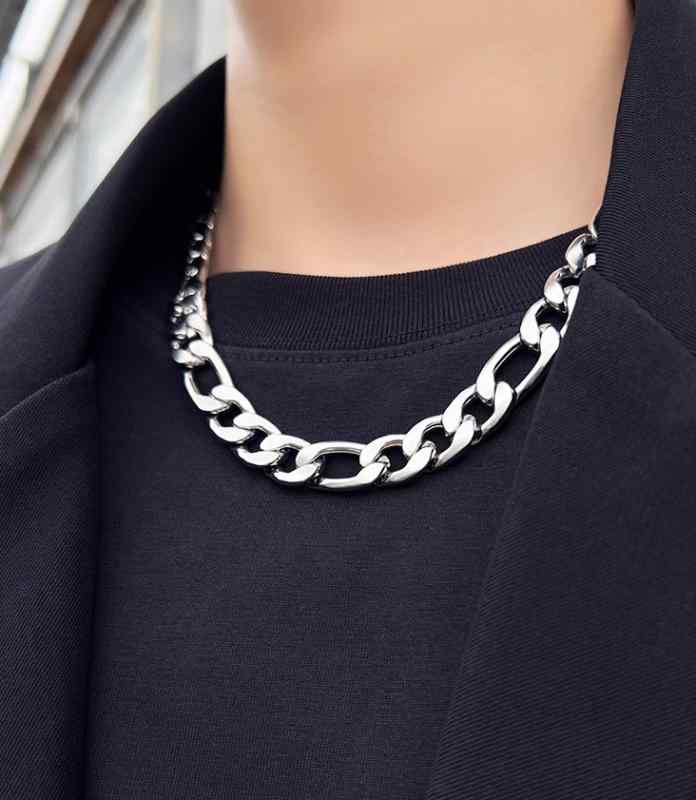 太い チェーン ネックレス メンズ チタン レディース ヒップ ホップ パンク 鎖骨 アクセサリー おしゃれ 喜平 ダンサー ダンス