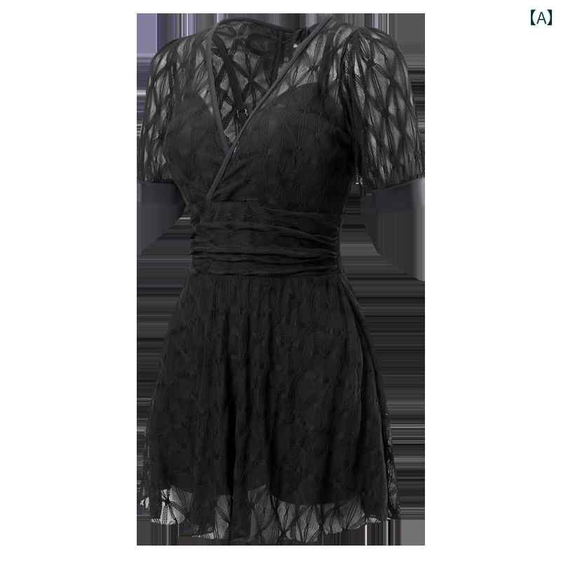 水着 レディース スイムウェア プール 温泉 夏 サマー バックレス ブラック レッド カジュアル スカート ワンピース