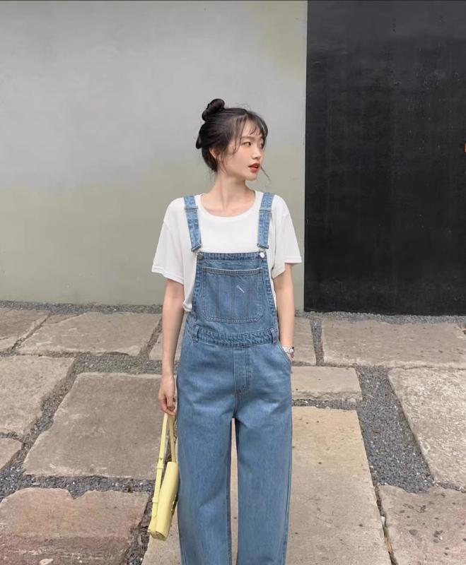 デニム オーバーオール サロペット レトロ デニム サスペンダーパンツ レディース 夏 スリミング シンプル ワイドレッグ ジャンプスーツ サスペンダーパンツ かわいい 若見え