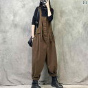 オーバーオール 秋冬 サロペット パンツ つなぎ レディース カジュアル レトロ ゆったり カーキ パープル レッド
