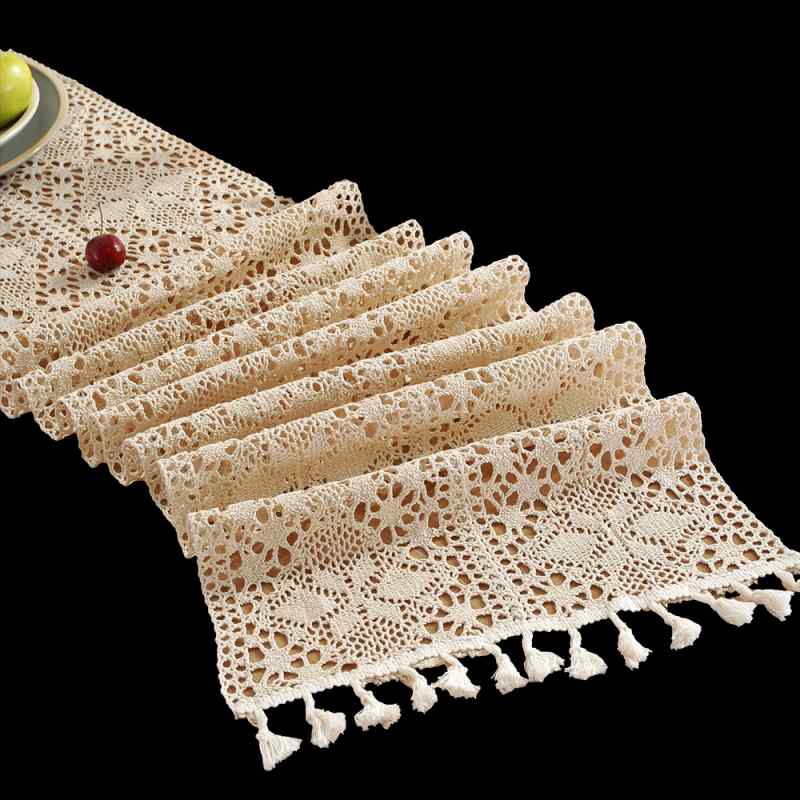 テーブル ランナー おしゃれ アメリカン 田舎 レトロ モダン 木綿糸 かぎ針編み レース クロス 森 キャビネット ティーマット カバー シンプル ダイニング タッセル