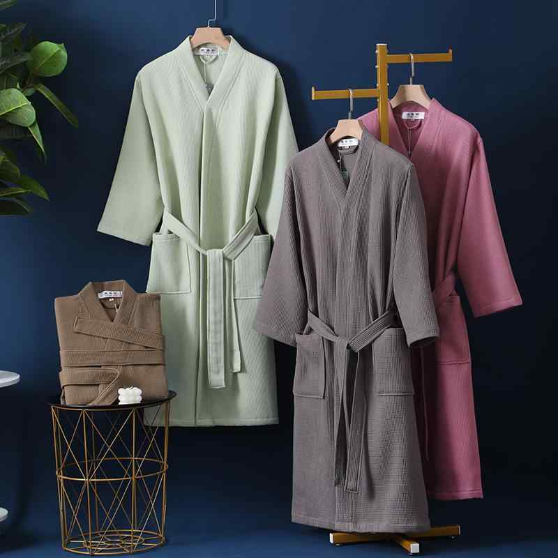 バスローブ ナイトウェア パジャマ 吸水性 ルームウェア ガウン ロング マント ホテル 衣料品 男女兼用 ユニセックス 春夏