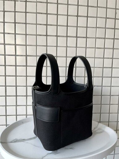 秋冬 かごバッグ カーゴ ハンドバッグ キャンバス素材 パッチワーク 最上層 牛革 ブラック ウォーターバッグ シンプル 大容量 秋冬 かごバッグ カーゴ ハンドバッグ キャンバス素材 パッチワーク 最上層 牛革 ブラック ウォーターバッグ シンプル 大容量