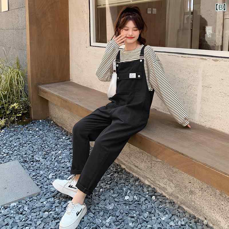 オーバーオール サロペット パンツ つなぎ レディース カジュアル 春秋 韓国 カーキ ブラック