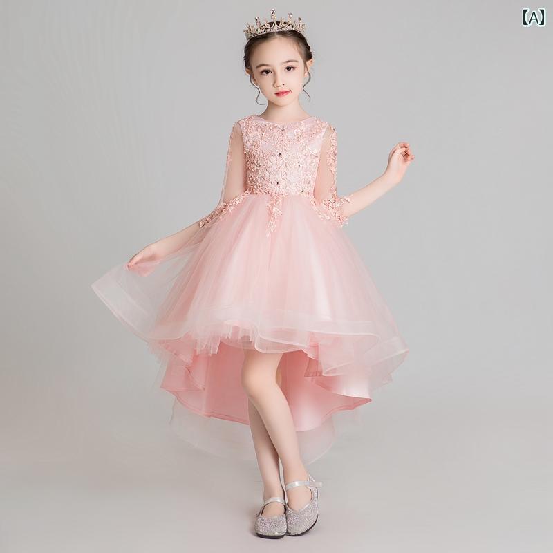 キッズ イブニングドレス プリンセス ドレス フラワーガール トレーリング パフォーマンス 服 春夏 おしゃれ