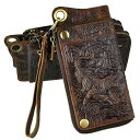 財布 虎 龍 ロングウォレット メンズ レトロ 本革 携帯電話 スマホ バッグ ドラゴン タイガー パターン クラッチバッグ 最上層 牛革 マルチ カードスロッ...